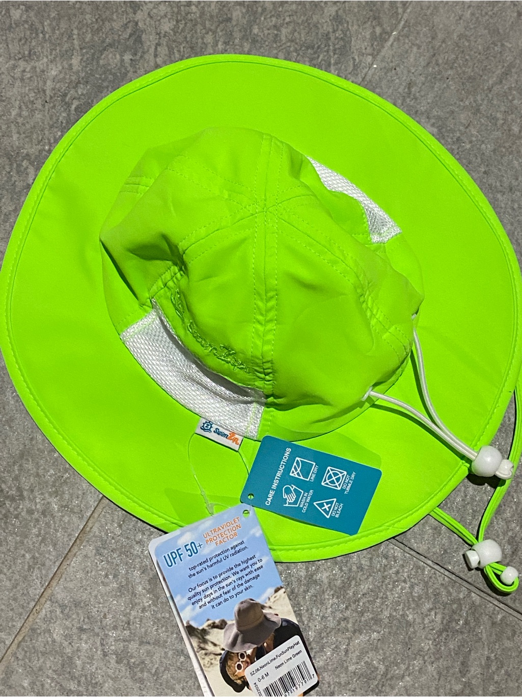 New Swimzip "Fun Sun Play Hat" In Neon Lime Green, Size 0-6 Months. — image 6 of 7